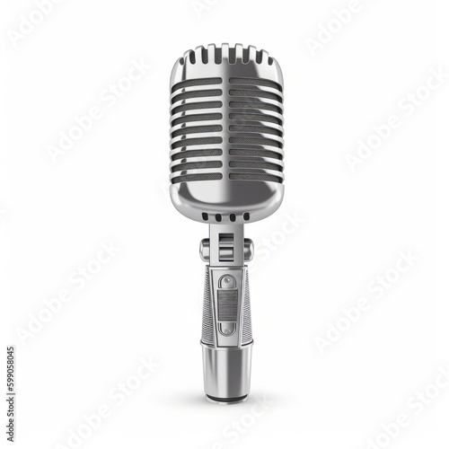 Retro microphone isolated. Illustration AI Generative