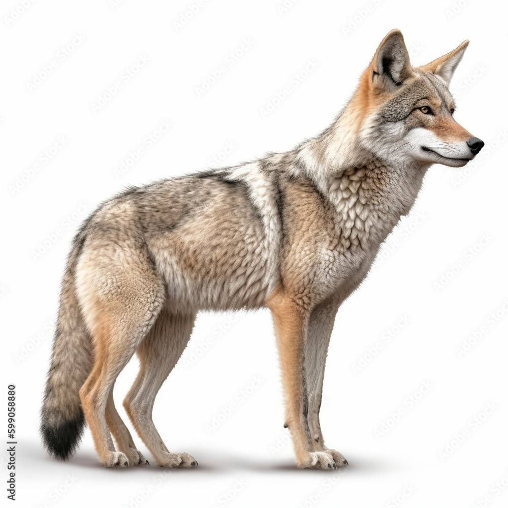 Fototapeta premium Coyote isolated on white background (Generative AI)