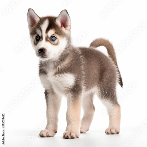 Baby Husky isolated on white  generative AI 