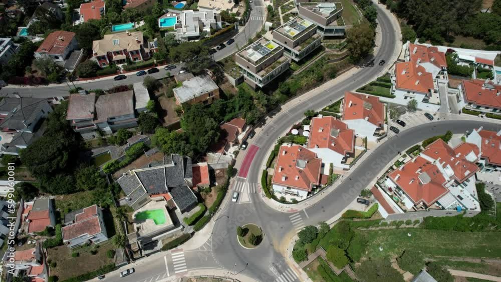 Top down view of upper class residential housing in Cascais, Portugal