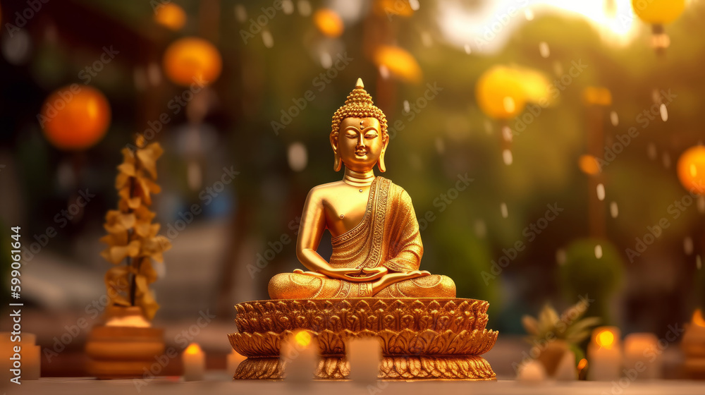 Fototapeta premium Buddha Purnima background. Illustration AI Generative.
