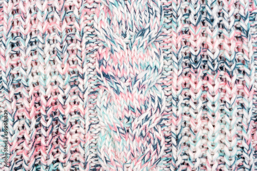 Melange woolen knitted sweater fabric, texture, background