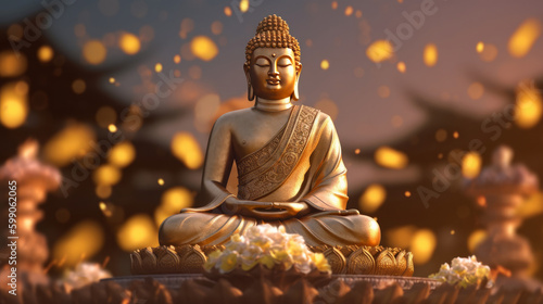 Buddha Purnima background. Illustration AI Generative.