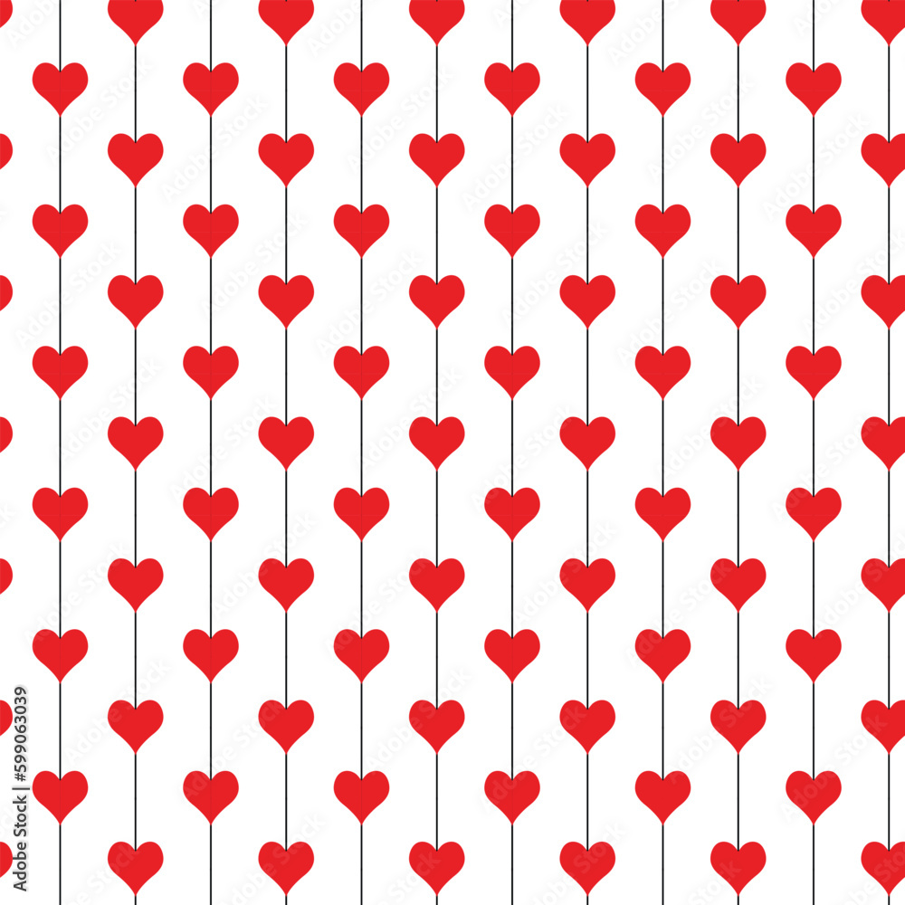 abstract red heart and line pattern art.
