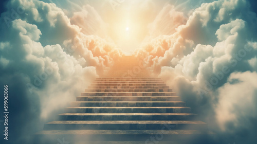 Obraz na płótnie Stairs to heaven. Illustration AI Generative.