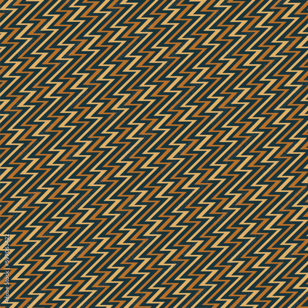 Seamless geometric pattern of thin vertical brown zigzag lines on a black background. Graphic textile texture. Vector illustration. Seamless geometric pattern of thin vertical brown zigzag lines on a black background. Graphic textile texture. Vector illustration.