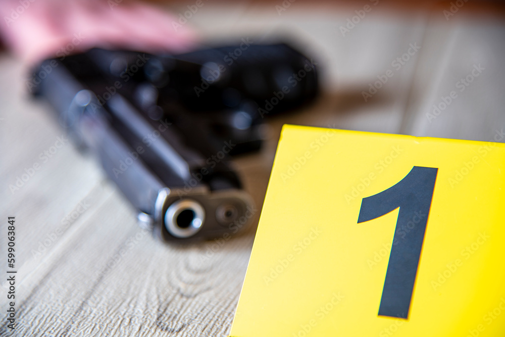 Pistol evidence of crime...abstract... Pistol evidence of crime...abstract...