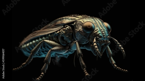 dragonfly isolated on a black background.generative ai © S...