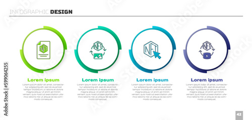 Set NFT contract, Digital crypto art, and . Business infographic template. Vector