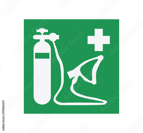 Isolated Monochromatic Oxygen Resuscitator Symbol. 
