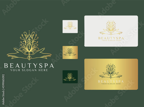 beauty lotus logo and business card design
