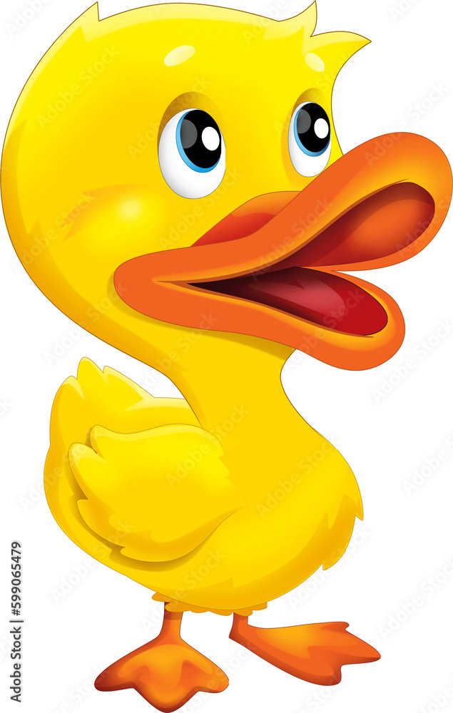 Fototapeta premium Cartoon happy farm animal happy cheerful duck illustration for kids