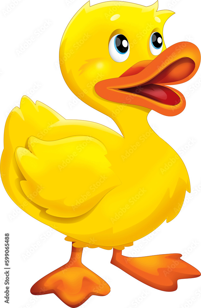 Cartoon happy farm animal happy cheerful duck illustration for kids Cartoon happy farm animal happy cheerful duck illustration for kids