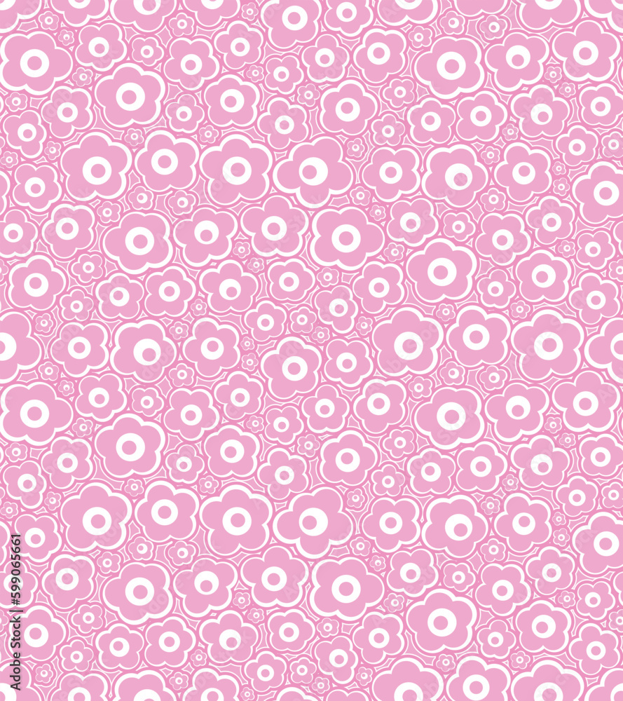 Seamless abstract floral pattern with little stylized pink geometric flowers on a white background. Graphic textile texture. Vector illustration for textile, wrapping, and packaging. Seamless abstract floral pattern with little stylized pink geometric flowers on a white background. Graphic textile texture. Vector illustration for textile, wrapping, and packaging.