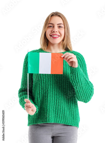 Young woman with flag of Ir...