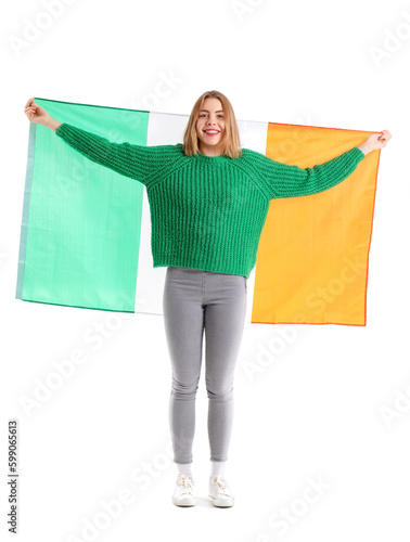 Young woman with flag of Ir...