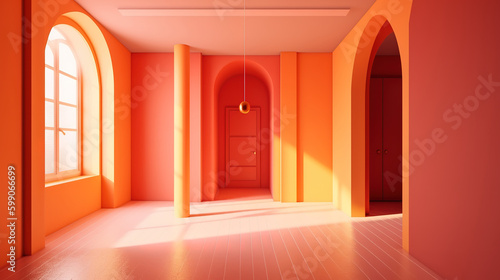 Empty home interior background, 3d render, Bright color. Generative Ai