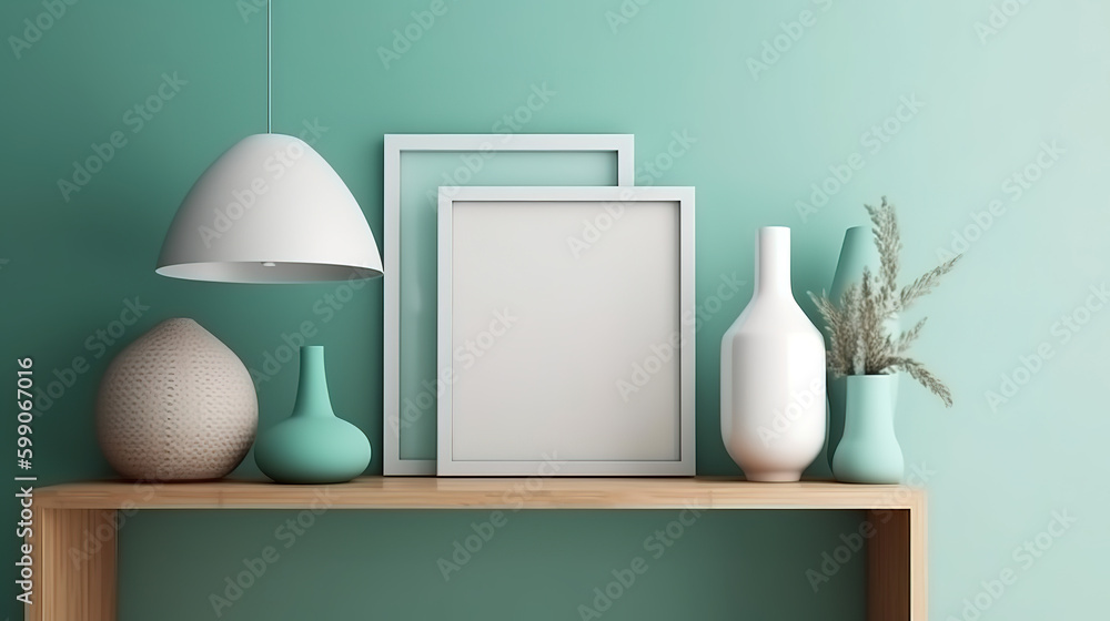 Mock up frame in home interior background, Scandinavian style. Generative Ai Mock up frame in home interior background, Scandinavian style. Generative Ai