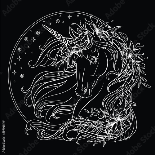 Vector coloring magic unicorn white vector illustration 10