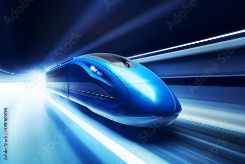 Modern high speed train. Neural network AI generated art photo