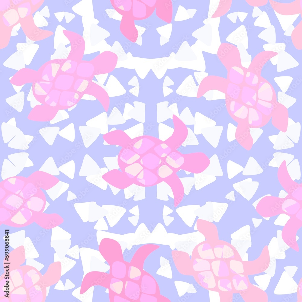 Summer cartoon animals seamless turtle pattern for wrapping paper and fabrics and linens and kids clothes print
