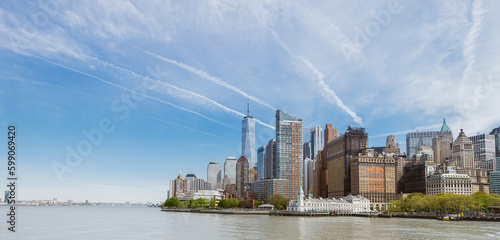 New York skyline with world famous One World Tower in USA