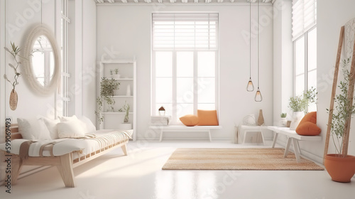 Modern interior design of living room. Generative Ai © hassanmim2021