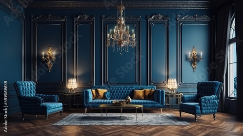 Indoor luxury design with modern furniture decoration. Generative Ai