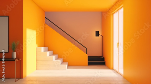 Empty home interior wall mock-up  3d render  Bright color. Generative Ai