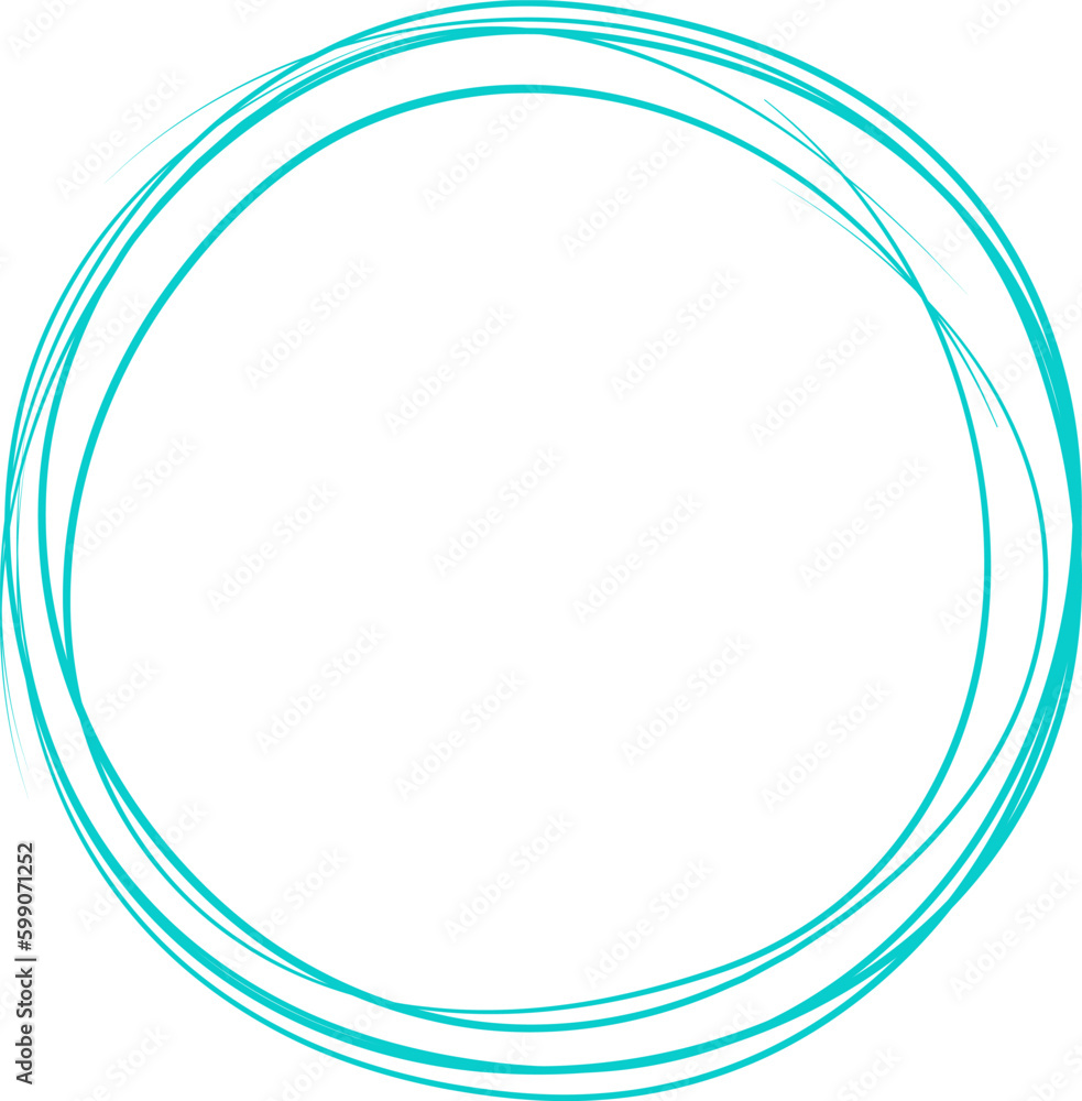 Turquoise circle line hand drawn. Highlight hand drawing circle isolated on background. Round handwritten circle. For marking text, note, mark icon, number, marker pen, pencil and text check, vector Turquoise circle line hand drawn. Highlight hand drawing circle isolated on background. Round handwritten circle. For marking text, note, mark icon, number, marker pen, pencil and text check, vector
