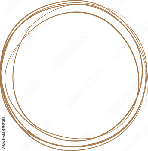 Brown circle line hand drawn. Highlight hand drawing circle isolated on white background. Round handwritten circle. For marking text, note, mark icon, number, marker pen, pencil and text check, vector