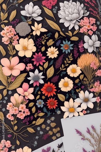 Colorful and stylish of liberty small booming floral and meadow flowers seamless pattern, Created using generative AI tools.