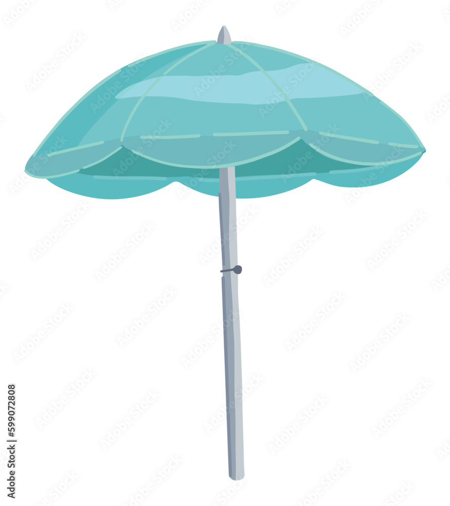 Beach umbrella clipart. Summer leisure vacation attribute doodle isolated on white. Colored vector illustration in cartoon style. Beach umbrella clipart. Summer leisure vacation attribute doodle isolated on white. Colored vector illustration in cartoon style.