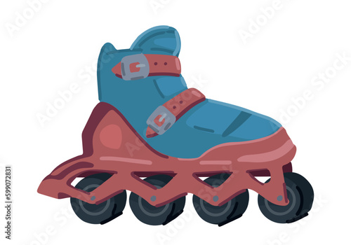 Roller skates clipart. Summer leisure activities sport doodle isolated on white. Colored vector illustration in cartoon style.