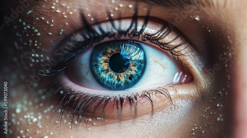 Close-up image of beautiful woman's eye. Macro shot.generative ai