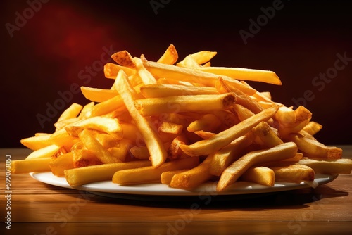 Heap of French fries. Generative AI