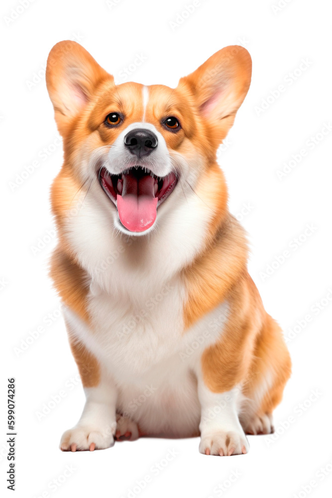 Happy sitting Corgi dog on a transparent background. Generative AI Happy sitting Corgi dog on a transparent background. Generative AI