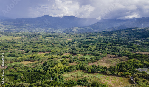 Panoramic landscape in the tamesis overlooking the Cartama river. Colombia. photo