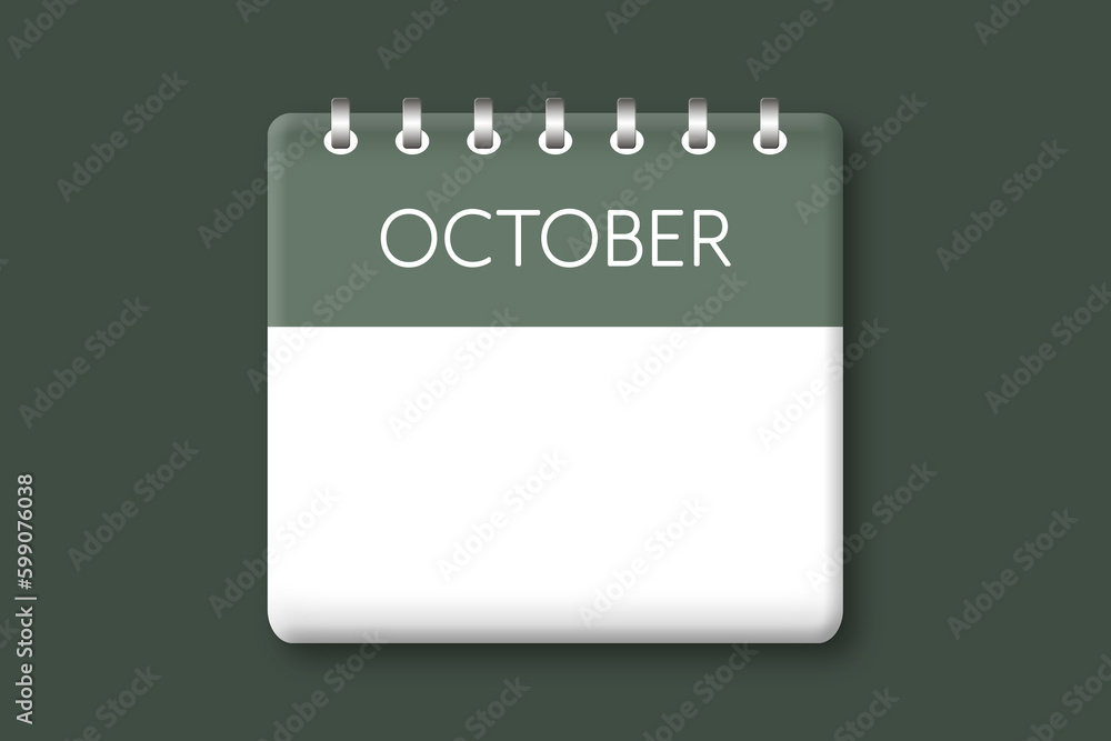Obraz premium October - Calendar icon of a month on a green background