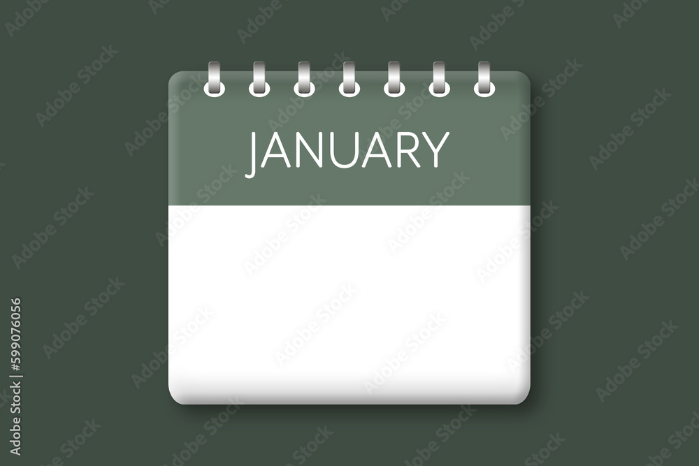 January - Calendar icon of a month on a green background January - Calendar icon of a month on a green background