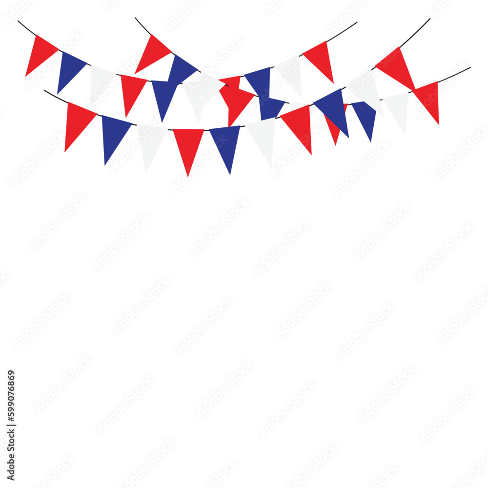 Red white and blue bunting vector on a white background Red white and blue bunting vector on a white background