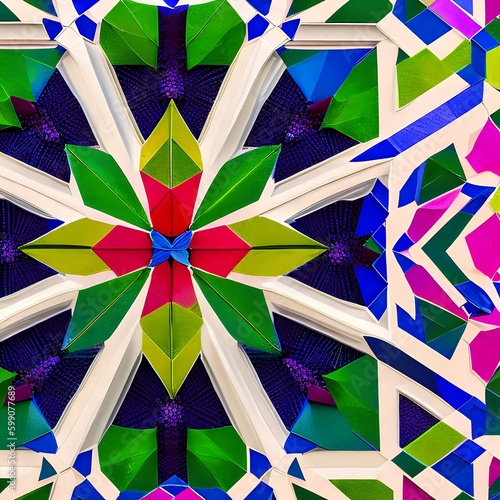 Geometric Garden: An image of a geometric pattern created with various shapes, in a garden-like design and vibrant colors3, Generative AI photo