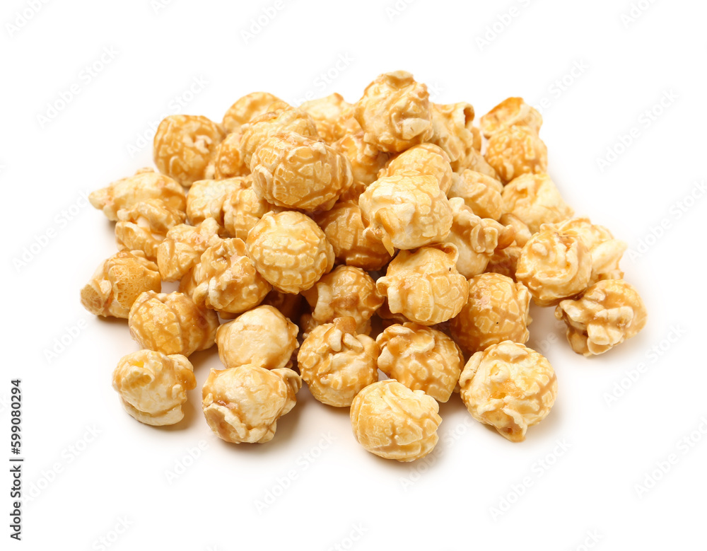 Heap of crispy popcorn on white background Heap of crispy popcorn on white background