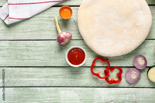 Homemade pizza dough prepar...