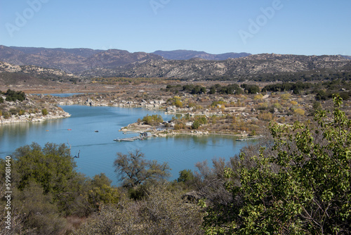 Campo, CA, USA - November 13, 2021: Lake Morena is a pleasant spot to enjoy water sports near San Diego.