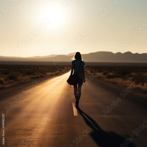 silhouette of a person walking on the road