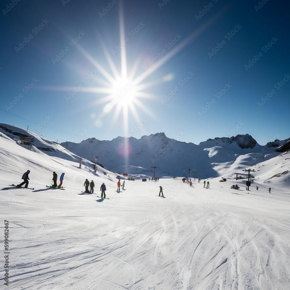 Naklejka premium ski resort in winter