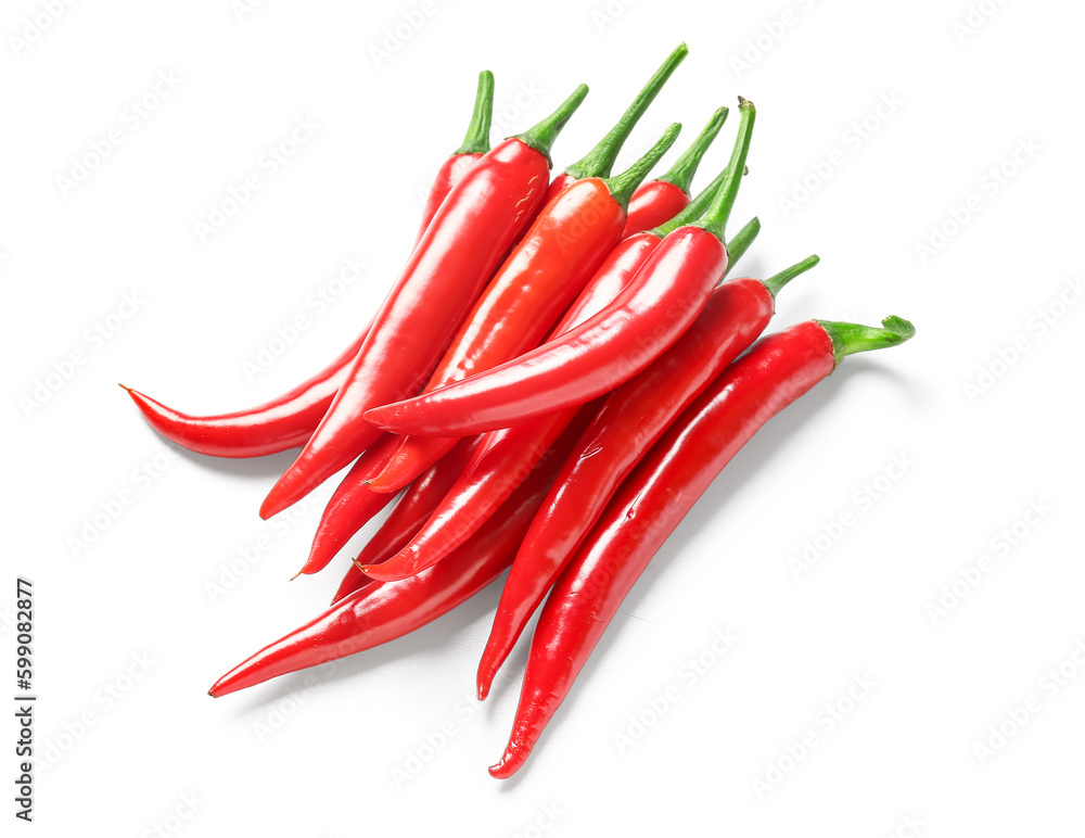 Fresh hot chili peppers isolated on white background Fresh hot chili peppers isolated on white background