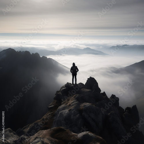 person on top of mountain