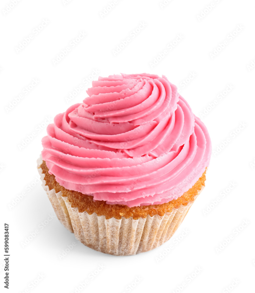 Tasty cupcake on white background Tasty cupcake on white background
